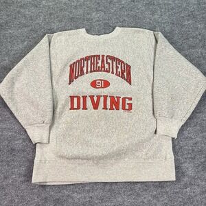 Vintage Hanes Sweatshirt Mens Large Gray Red Reverse Weave Tri Blend‎ Arch 90s